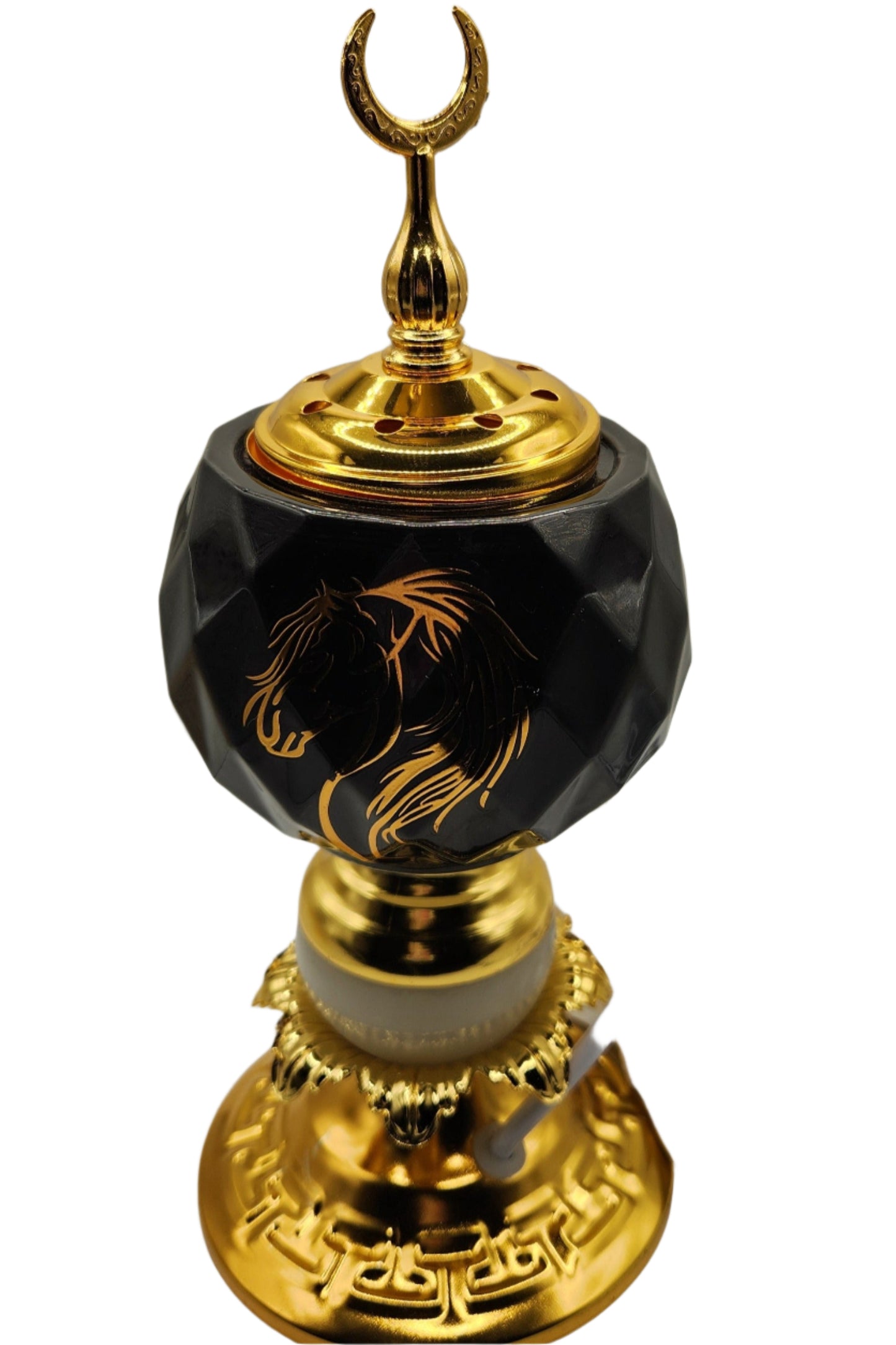 Eclectic Black Incense Burner with light