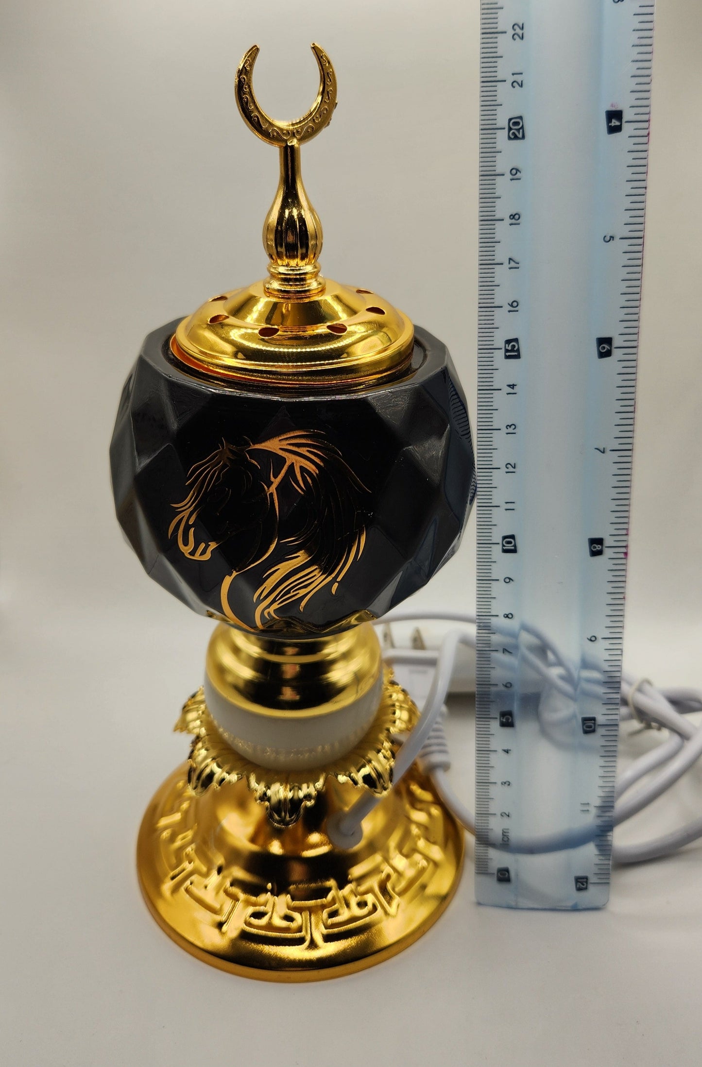 Eclectic Black Incense Burner with light