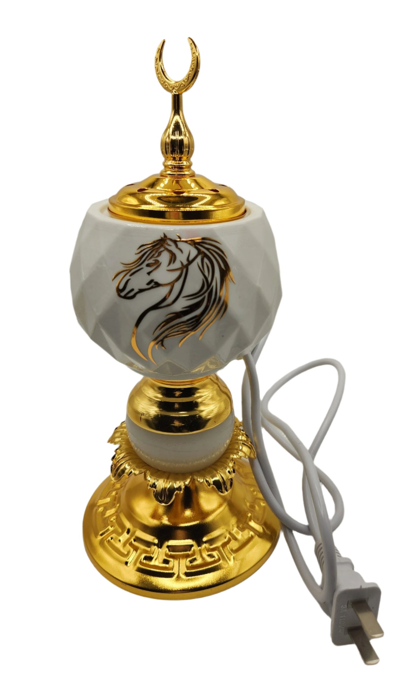 Eclectic White Incense Burner with light