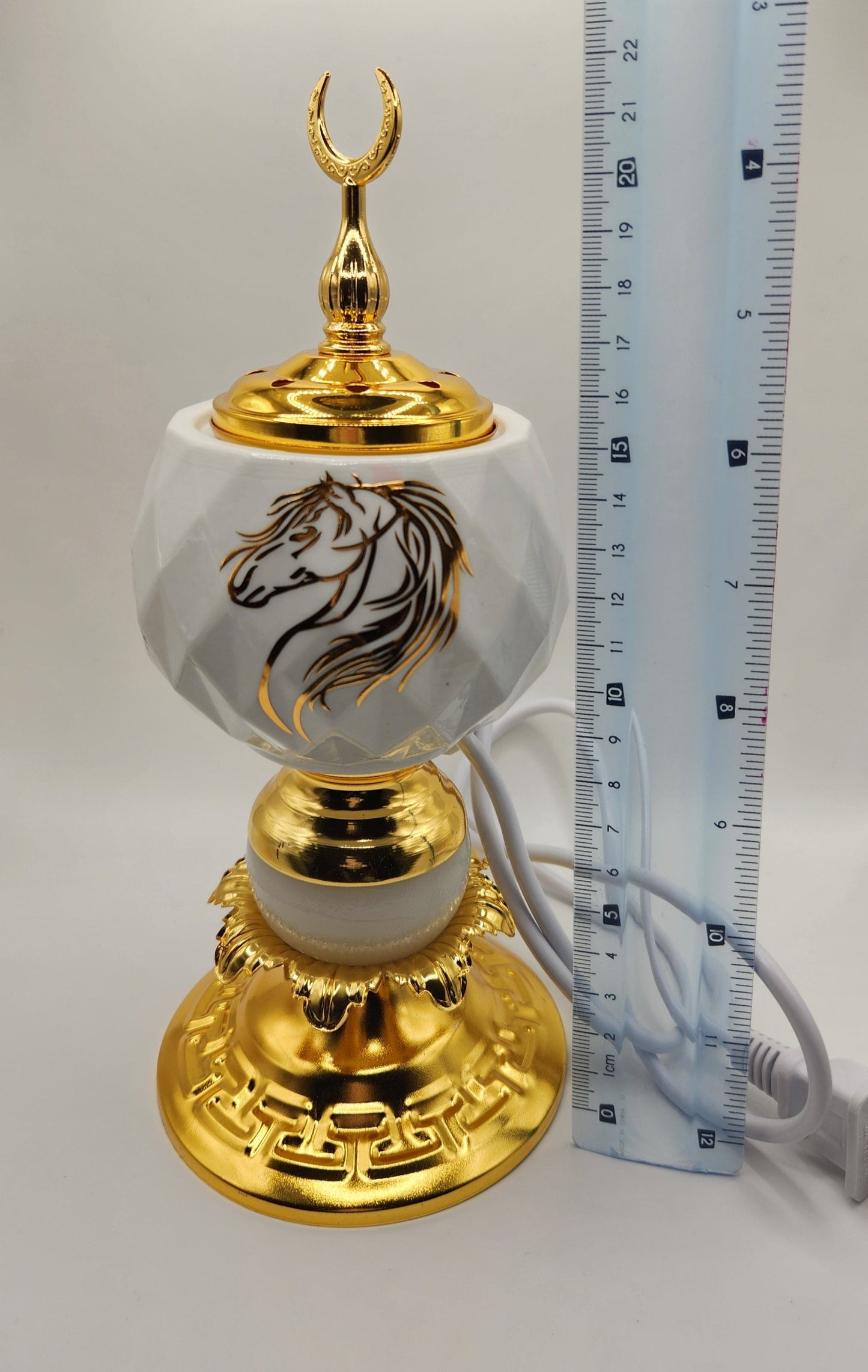 Eclectic White Incense Burner with light