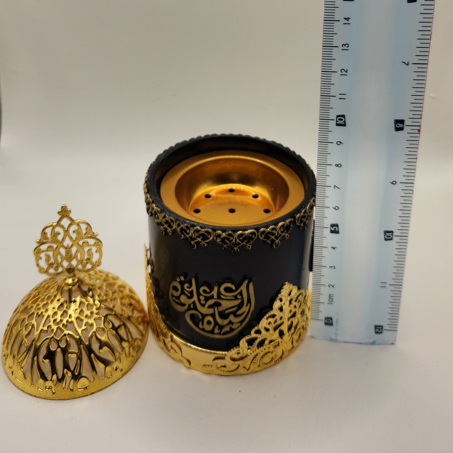 Charcoal Black and Gold Burner with Arabic Writing