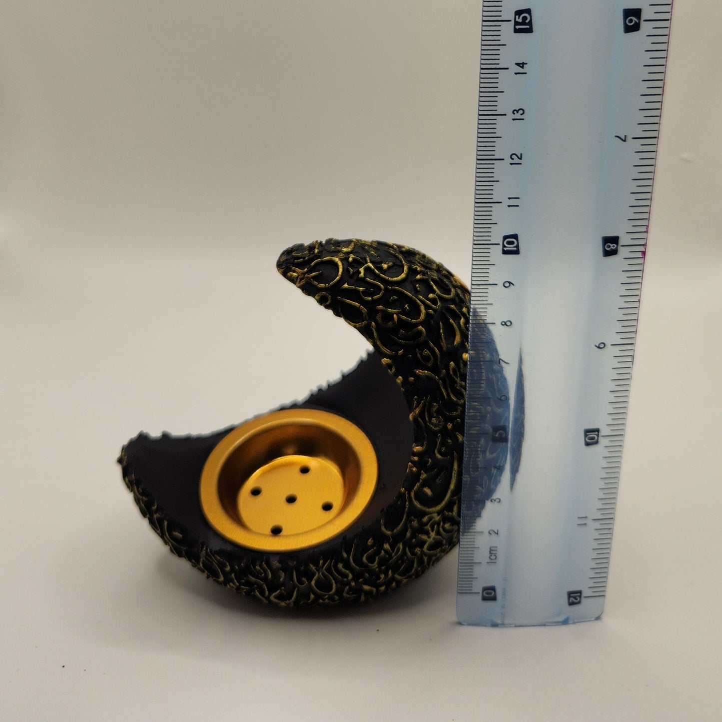 Black and Gold Crescent Shape Charcoal Burner