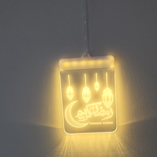Rectangular Ramadan, Crescent and Lantern LED Lights