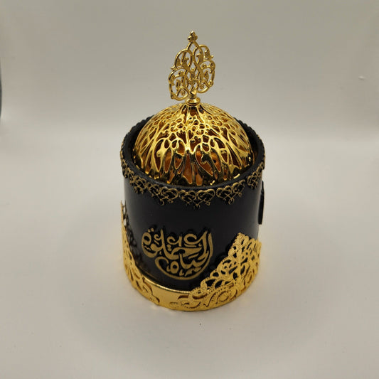Charcoal Black and Gold Burner with Arabic Writing